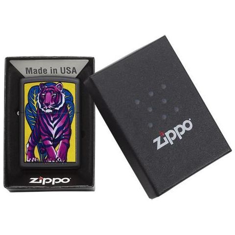 Zippo Regular Black Matte Digital Tiger Multi Color
