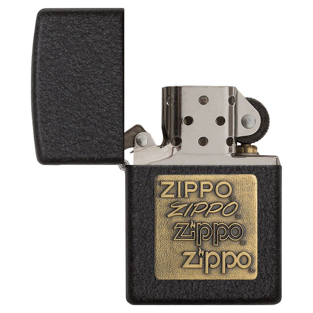 Zippo Brass Emblem - Black Crackle 362