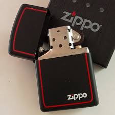 Zippo Logo and Red Border - Black Matte 218ZB